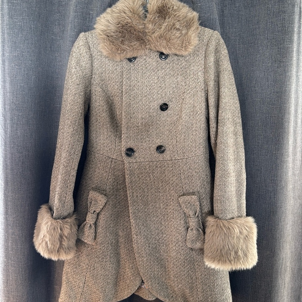 Blue juice / Kate Spade like Faux Fur  brown Color Small